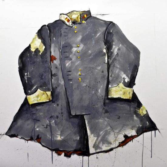 Officer's tunic winter gray 42x42 oil & dry pigment on paper 2014.