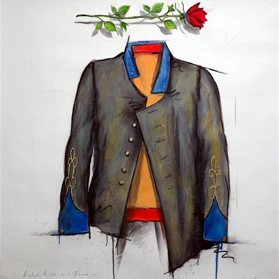 Rose and rebel tunic 42x38 oil and dry pigment on paper 2015