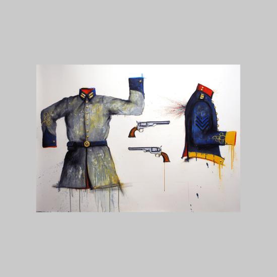 Tunic and frock 42x56 oil and dry pigment on paper.