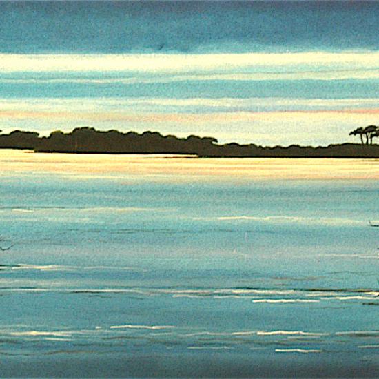 Barrier Light-Blue 18x84  Oil on paper