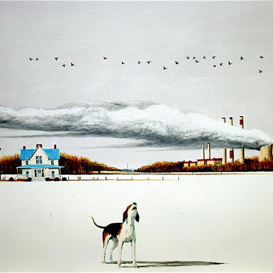 Agrarian Industrial Complex III, oil and dry pigment on paper, 42x68