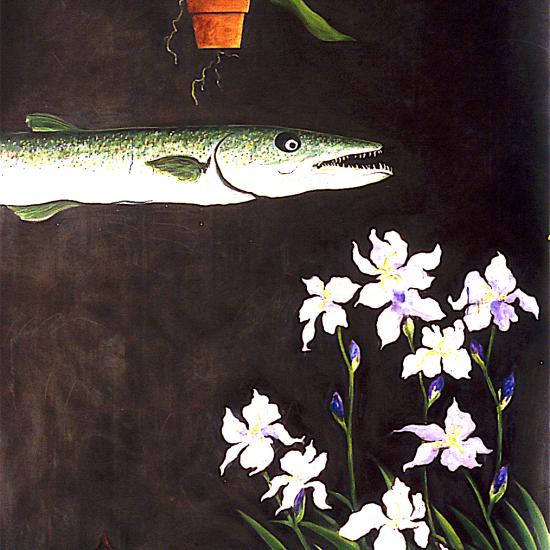 Aqua Garden, oil and dry pigment on paper, 86x48