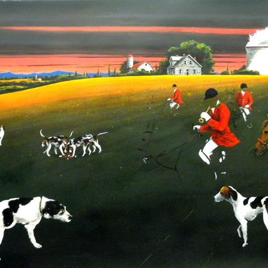 Horse Drawn House Place, oil on paper 48x68 